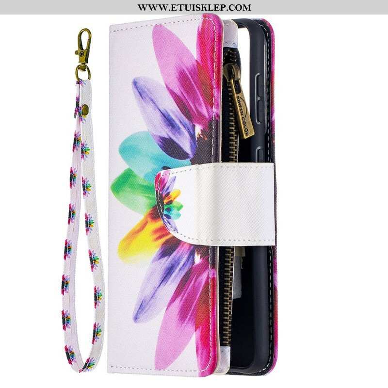 Etui Folio do Samsung Galaxy S21 5G Kieszonka Zapinana Na Zamek W Kwiaty